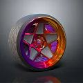 Automotive Alloy Wheel Rim with Colorful Gradient Multi Spoke and Shiny Metallic Finish