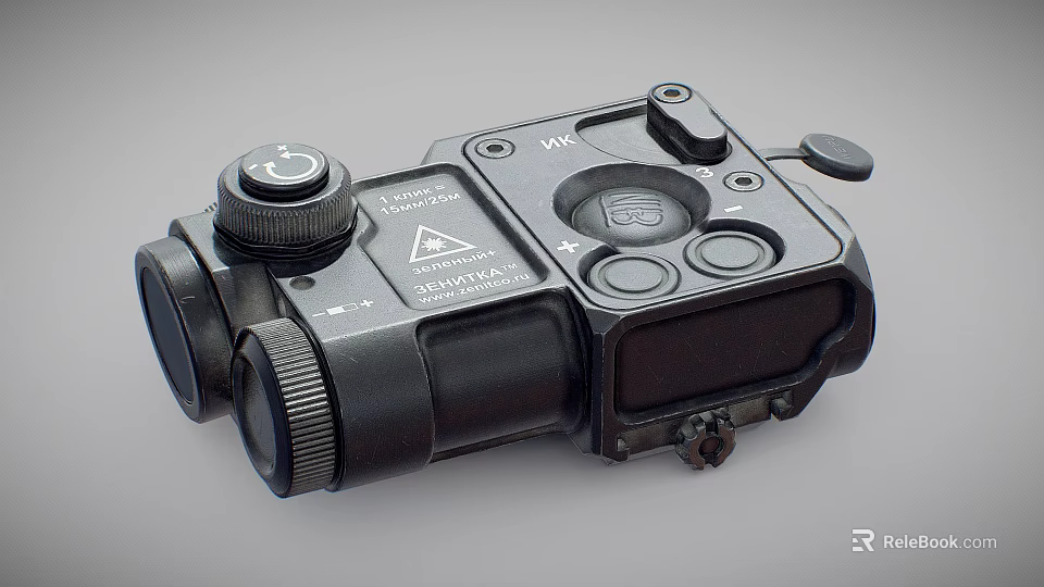 Tactical Weapon Sight With Adjustable Knobs Control Buttons Infrared Function Warning Label And Mounting Bracket 3d model 