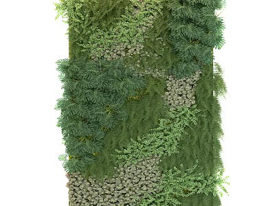 Lush Living Plant Wall Vertical Garden Design With Various Green Plants And Natural Mossy Textures 3d model