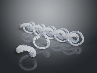 Modern White Circular Furniture Design With Interconnected Ring Structures And Smooth Surface 3d model