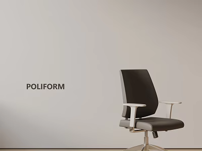 Poliform Modern Office Chair With Black Seat White Armrests Metal Base 3d model