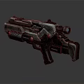 Futuristic Advanced Weapon With Dark Green Black Mechanical Structure And Tactical Scope