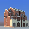 Semi detached Villa Exterior With Red Brick Walls Multiple Windows And Arched Porch
