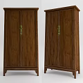 Traditional Wooden Double Door Wardrobe With Golden Handles And Classic Design