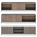 Modern Stylish Dresser With Wooden Panels Marble Top And Open Shelves