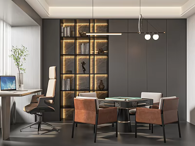 Modern Chess and Cards Room Chess and Cards Room Box Mahjong Room Multifunctional Room Entertainment Room Mahjong Table Single Chair Decorative Cabinet Background Wall 3d model