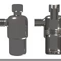 Stainless Steel Industrial Components With Threaded Connections Hexagonal Top And Cross Section View 3d model
