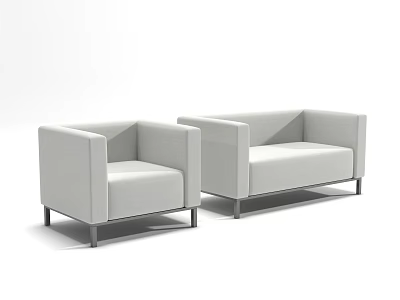 Modern Minimalist Light Beige Sofa Set With Two Piece Seats And Metal Legs Design 3d model