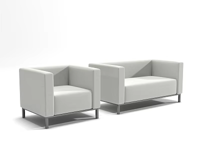 Modern Minimalist Light Beige Sofa Set With Two Piece Seats And Metal Legs Design 3d model