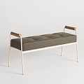 Modern Design Sofa Bench With Upholstered Seat And Metal Frame Wooden Armrests