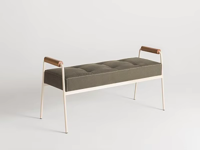 Modern Design Sofa Bench With Upholstered Seat And Metal Frame Wooden Armrests 3d model