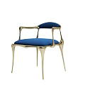 Elegant Modern Leisure Chair With Blue Upholstery And Gold Metal Frame Design