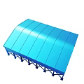 Blue Steel Outdoor Shed Structure With Support Frames And Sloped Roof 3d model