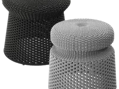Black and Gray Woven Sofa Stools with Textured Design for Home Decor 3d model