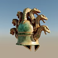 Ancient Greek Style Ornate Helmet With Coiled Snake Heads And Intricate Carvings