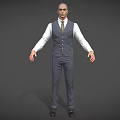 Modern Man Glyph Wearing Overalls Businessman Game Asset 3d model