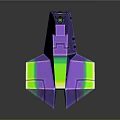 3D Polygonal Sculpture With Colorful Purple Green Reflective Surfaces And Abstract Design