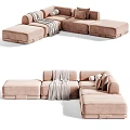 Modular Sectional Sofa Designs In Green And Cream With Throw Pillows And Blanket