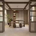 Traditional Style Living Room Interior With Curved Sofas Fireplace And Bookshelves