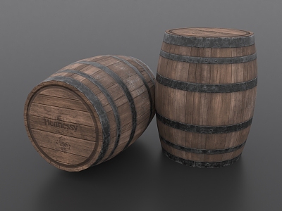 Old Wooden Barrel Wine Barrel Water Barrel 3d model