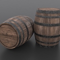 Old Wooden Barrel Wine Barrel Water Barrel 3d model