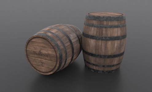 Old Wooden Barrel Wine Barrel Water Barrel 3d model