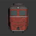 Vintage Red Train With Dark Roof Windows And Headlights On Black Background