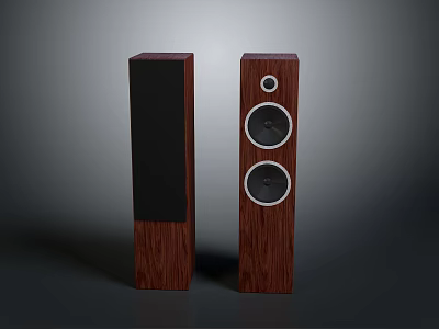 Electronic Wooden Floor Standing Speakers With Multiple Audio Drivers For Home Audio System 3d model