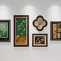 Decorative Wall Frames Featuring Various Art Patterns And Hanging Designs 3d model
