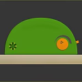 Green Two Slice Toaster With Orange Knob And Cream Base Electronic Appliance