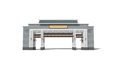 New Chinese-style Gate Entrance 3d model