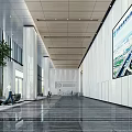Modern Lobby Reception Desk Design With Large Windows Green Plants And Marble Flooring