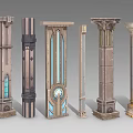 Pillar European Column Palace Stone Column 3d model