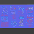 Colorful Neon Decorative Lights With Various Festive And Party Design Elements