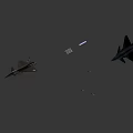 Advanced Black Fighter Jet With Sleek Aerodynamic Design and Military Emblems On Body