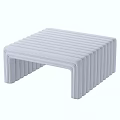 Modern White Sofa Stool With Vertical Striped Design And Smooth Lines 3d model