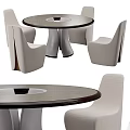 Modern Dining Table Set With Round Top And Upholstered Chairs Design 3d model