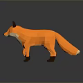 Low Poly Orange Fox Game And Movie Character With White Chest And Brown Ears