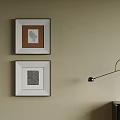 Two Framed Abstract Paintings as Wall Art with Modern Floor Lamp and Side Cabinet
