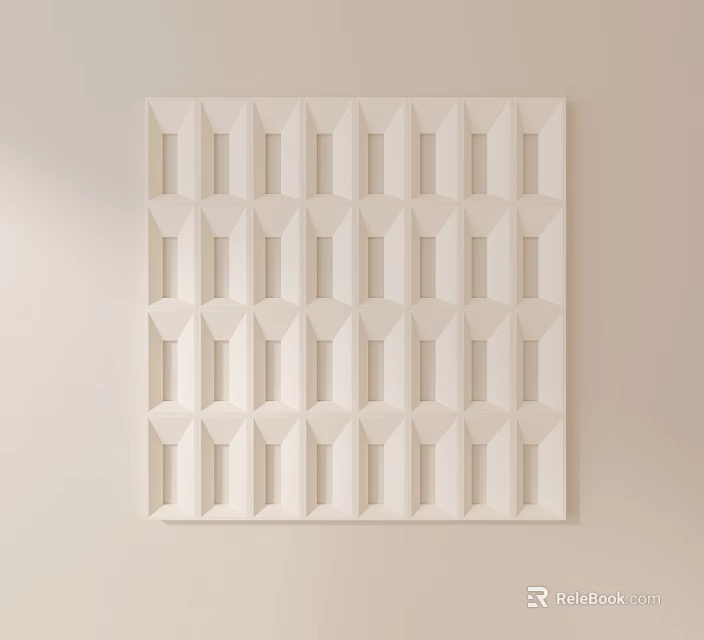 White Carved Wall Decor With Geometric 3D Patterns For Interior Design 3d model