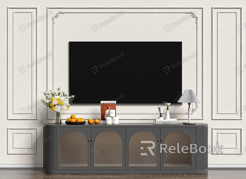 French TV cabinet TV background wall model