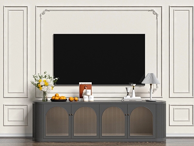 French TV cabinet TV background wall model