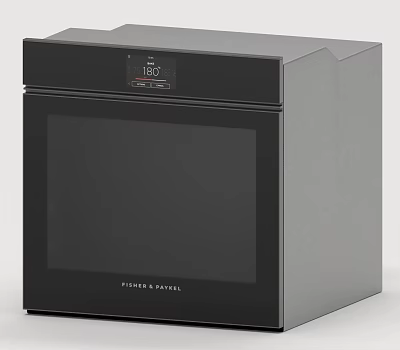 Fisher Paykel Black Modern Kitchen Oven With Digital Display And Glass Door 3d model