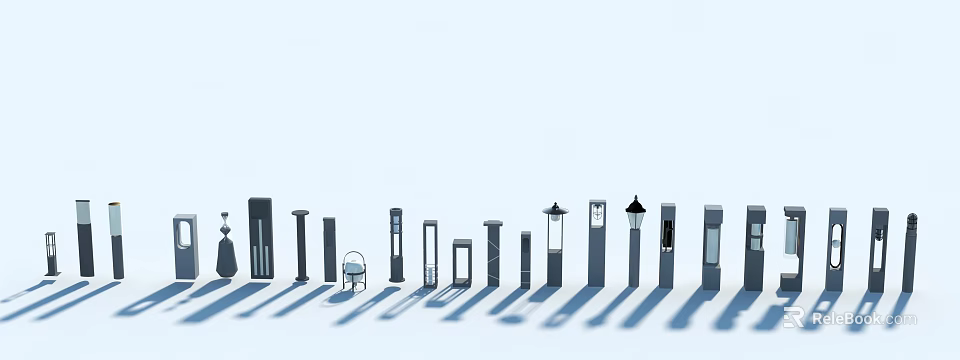 Outdoor Lights With Various Modern Designs And Different Shapes For Exterior Use 3d model 