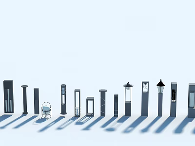 Outdoor Lights With Various Modern Designs And Different Shapes For Exterior Use 3d model