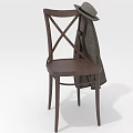 Stylish Wooden Cross Back Leisure Chair With Plaid Coat And Hat