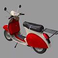 Vintage Red and White Scooter with Black Seat and Rearview Mirrors Classic Design