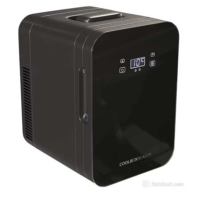 Black Modern Refrigerator Cabinet With Digital Display And Sleek Design 3d model 
