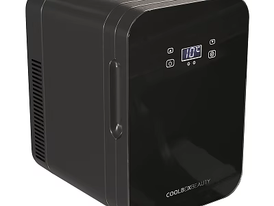 Black Modern Refrigerator Cabinet With Digital Display And Sleek Design 3d model
