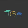 Modern Three Square Metal Outdoor Furniture Tables with Grid Tabletop and Slender Legs